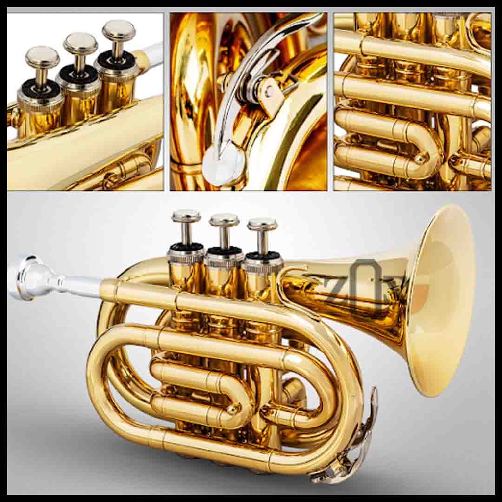 Terompet Terumpet Trumpet Tone Bb Flat Key Pocket Brass Marching Band