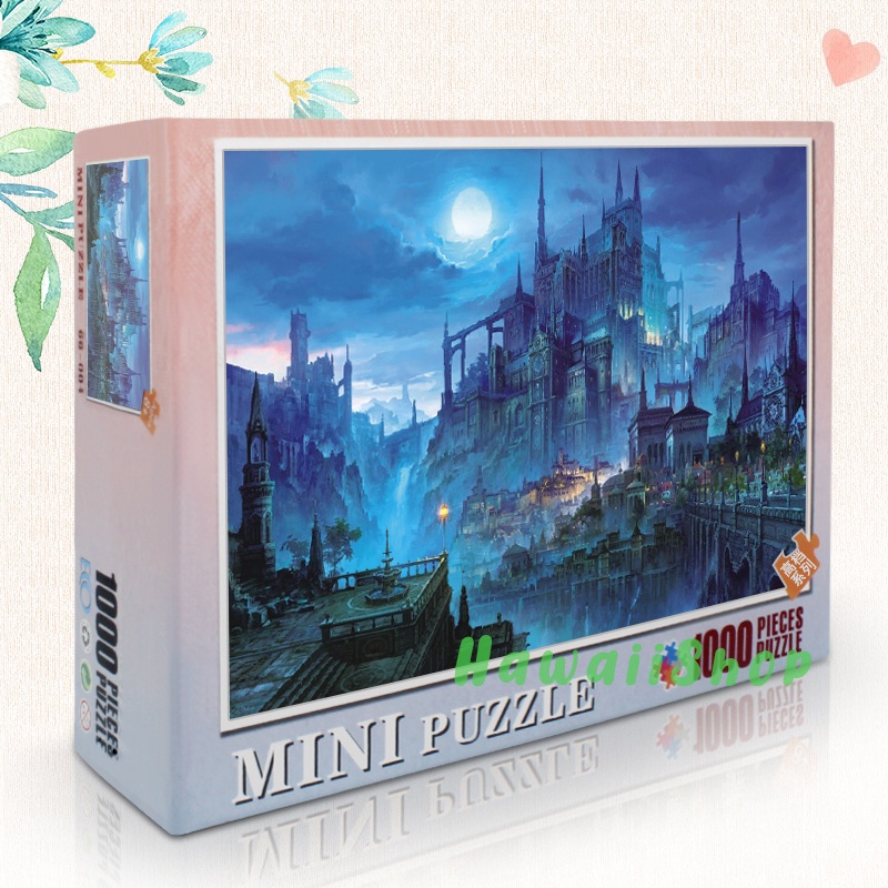 Mini Puzzle 1000 pcs Mainan Jigsaw Puzzle - Castle Night