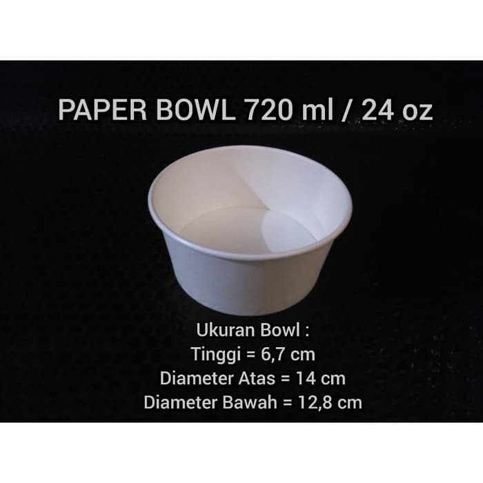 ISI 50 PC Paper Bowl 720 ( 24 Oz ) TANPA TUTUP - Take Away - Bekal - Lunch Box TANPA TUTUP