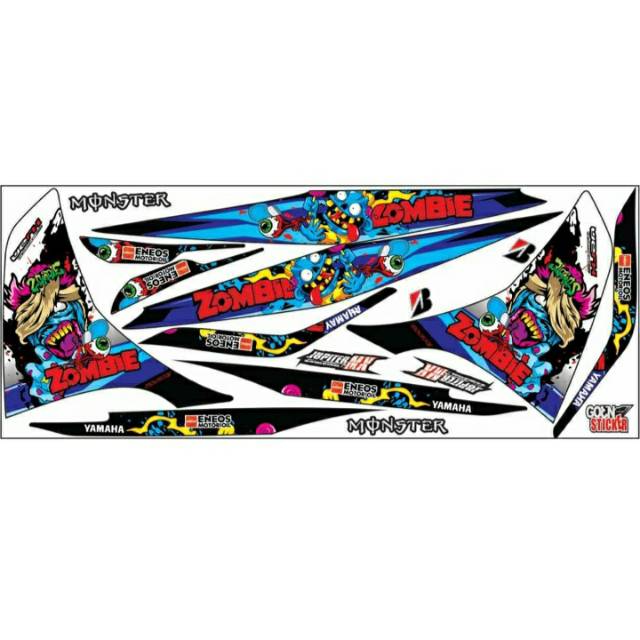 Striping variasi sticker motor lis asesoris Yamaha jupiter mx new 135 NJMX zombie monster