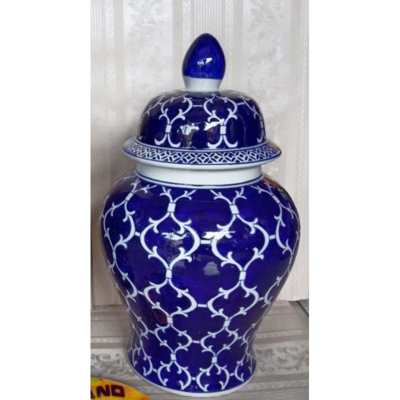 Toples Keramik Biru Putih/Pajangan Keramik Biru Putih/Tochin Keramik Biru Putih