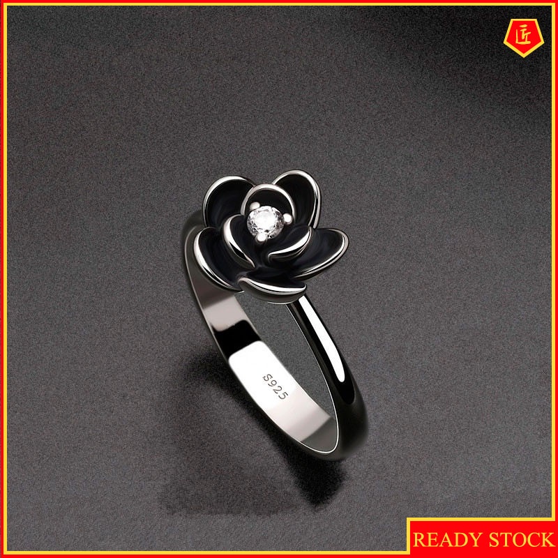 [Ready Stock]Creative 925 Silver Rose Diamond-Studded Ring Women's Fashion