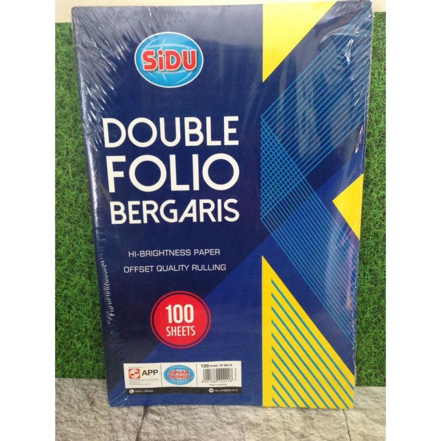 

Kertas/Double Folio Bergaris Sidu 100 Sheets SINAR DUNIA