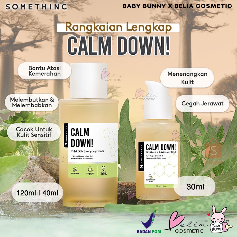 ❤ BELIA ❤ SOMETHINC Calm Down! PHA 3% Everyday Toner 120ml &amp; 40ml | Skinpair R-Cover Ampoule 30ml | BPOM