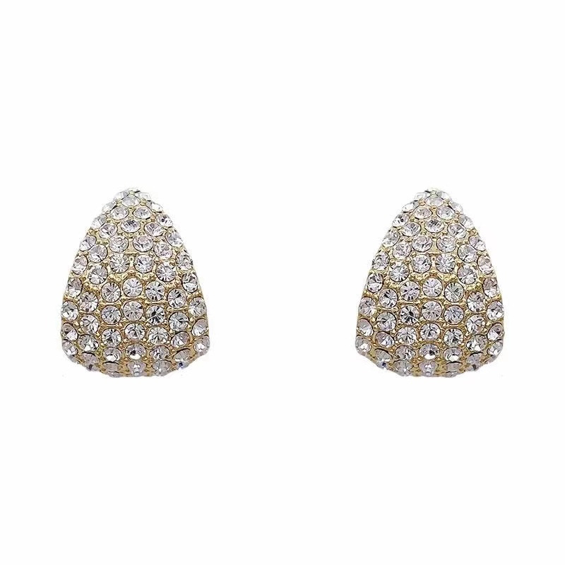 Flash diamond teardrop shaped Anting Berbentuk C Wanita Korea