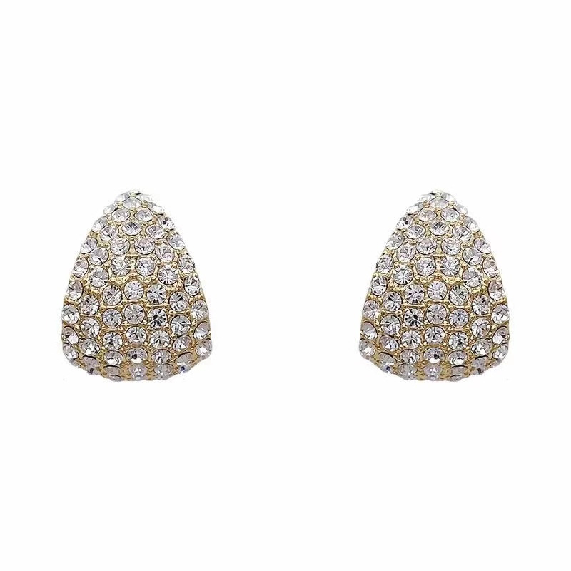 Flash diamond teardrop shaped Anting Berbentuk C Wanita Korea