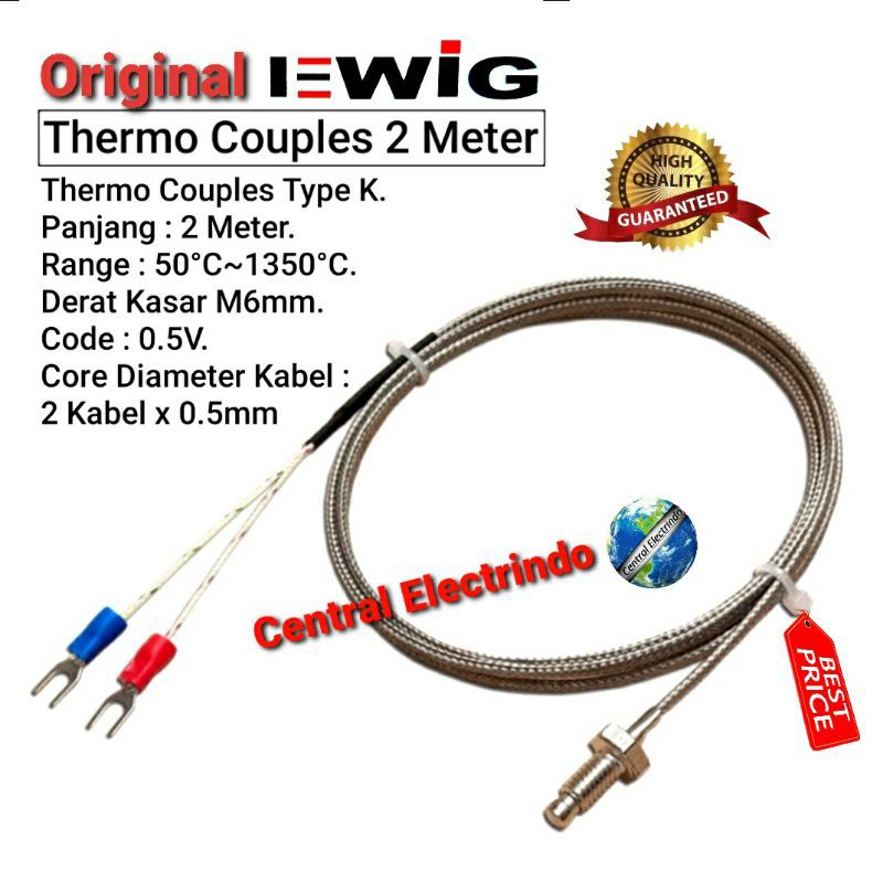 Thermo Copel/Couple EWIG Type K 2 meter.