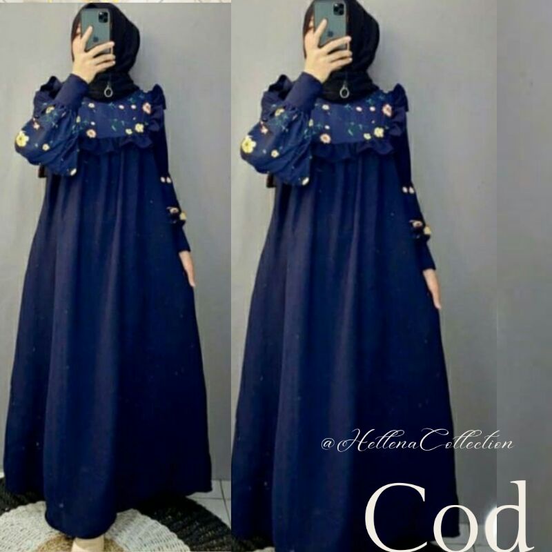 YUANITA MAXI BORDIR/DRESS WANITA MUSLIM TERBARU (HOME DRESS)