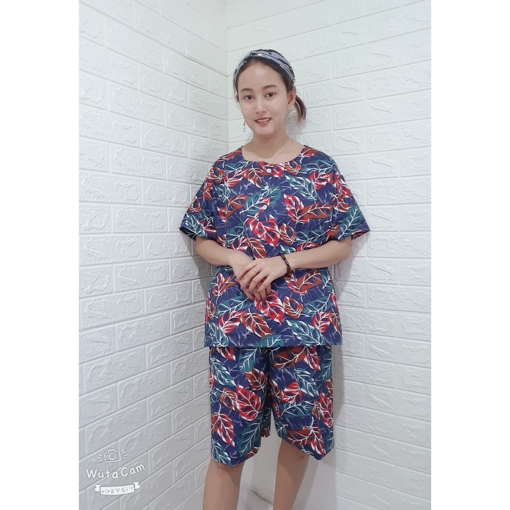 Setelan Jumbo Santai Cantik Motif (Ld 120 cm)