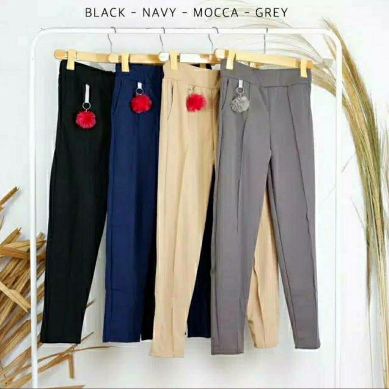 Celana Luna Pom Pom Basic Pants Scuba / Luna Cubit Pom Pom