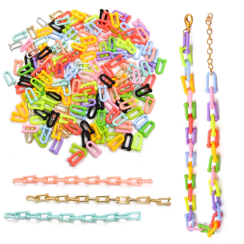 Rainbow Acrylic U Shape Glasses Chain Lanyard Women Summer Neck Chain for Mask Reading Sunglasses Hanging Holders Strap Necklace