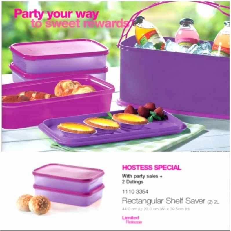 tupperware rectangular shelf saver 2 liter - produk malaysia - kotak bekal - wadah nasi