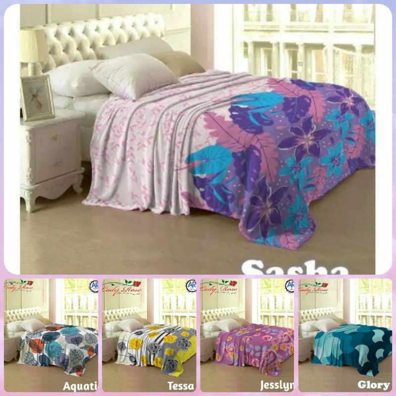 Selimut Lady Rose Dewasa 160x200 Bulu Motif Bunga