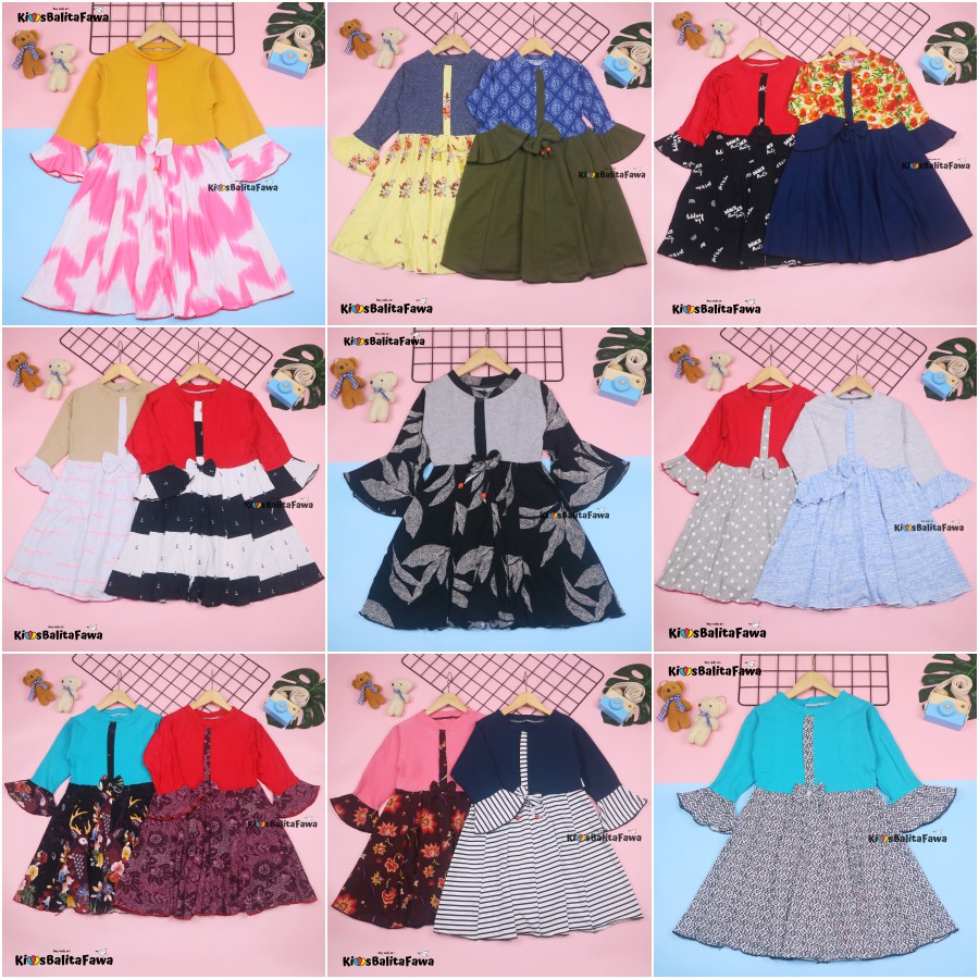 Dress Sissy 5-6 Tahun / Dress Anak Lengan Panjang 3/4 Baju Blouse Perempuan Dres Terompet Cutbray