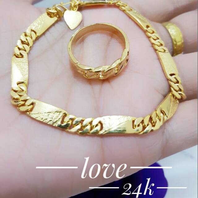 gelang dan cincin lempes 24k