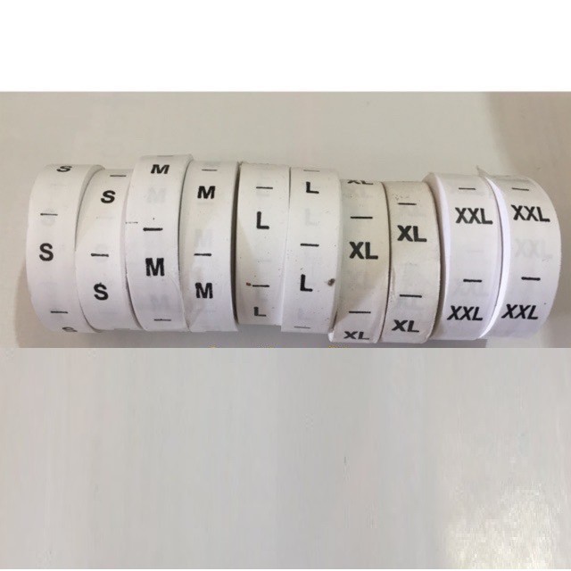 

LABEL SIZE BAJU SABLON PUTIH - Label Ukuran Baju ISI 300 PCS label pakaian