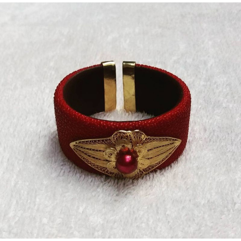 Gelang Kulit Ikan Pari Perak 925 Mutiara Asli