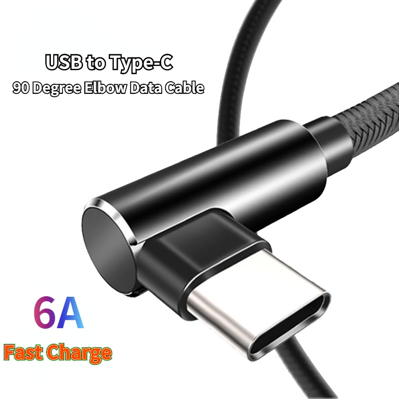 Kabel Data / Charger USB 6A Ke Tipe-C 66W 90 Derajat Panjang 1m