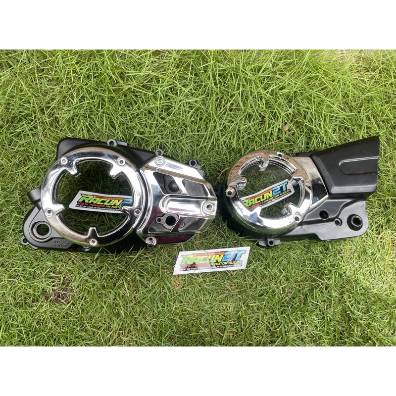 cover bak blok mesin Rx king new transparant HITAM CROM