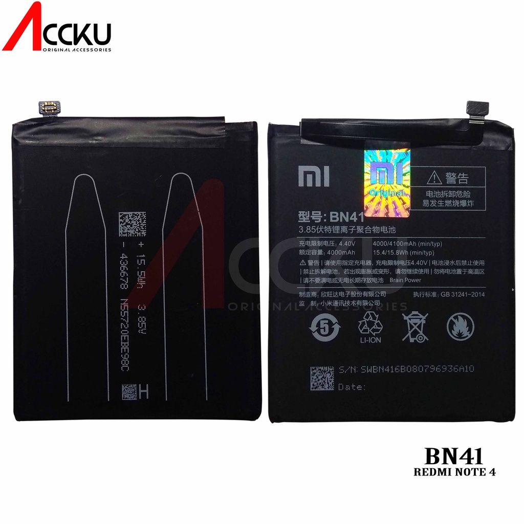 BATRE BATTERY BATERAI XIOMI BN 41 BN41 REDMI NOTE 4 ORIGINAL 99