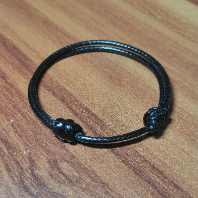 Gelang Polos Hitam Tali Kulit Korea Asli Waterproof (ANTI AIR) vintage simple 2mm Gelang Etnik Bead