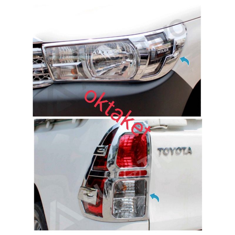 paket garnish lampu depan belakang all new hilux hitam chrome jsl