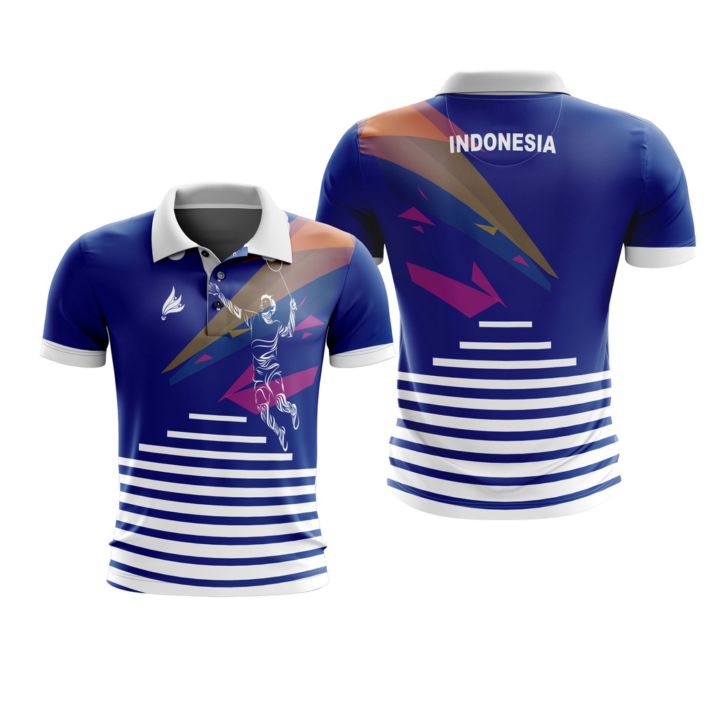 Baju Kaos New Jersey Badminton Polo Free Custom Name + Nomor Full Printing Dewasa Pria Wanita 02
