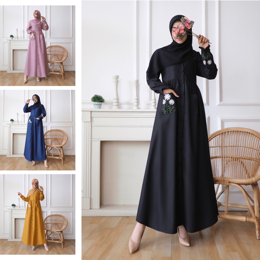 KUPNAD Gamis Katun Premium Toyobo  bordir bunga esther - Daisy Dress