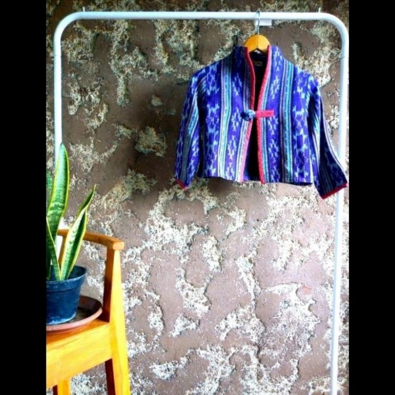 cardigan outwear jaket bolero wanita bahan lurik