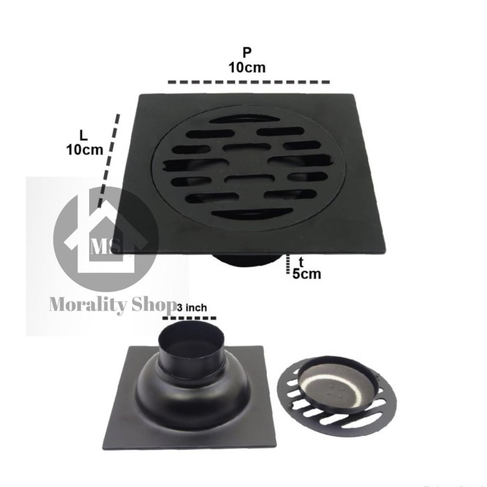 Saringan Got Stainless HITAM TW3501-Floor drain buangan air Black