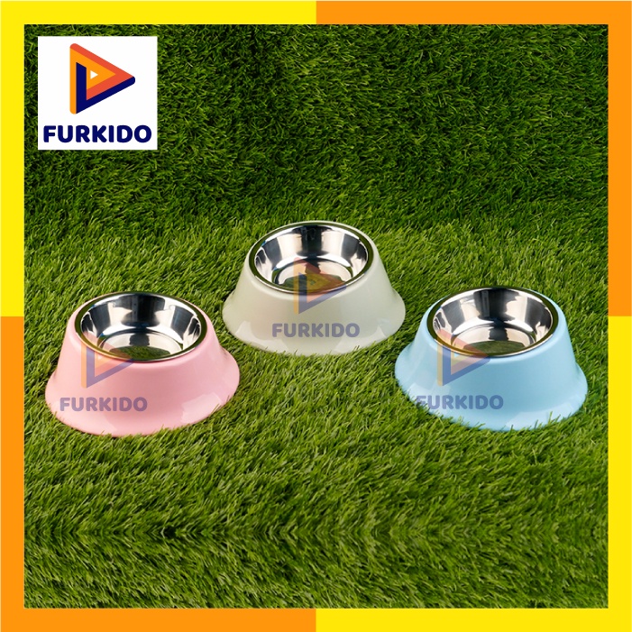 Richu Pet Bowl Stainless Stell Plastic 400 ml Mangkok Anjing Miring