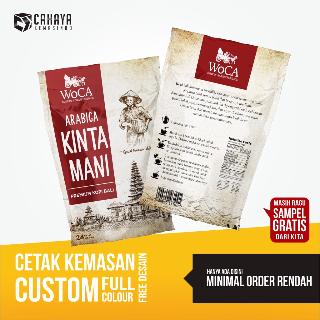 Kemasan Standing Pouch Full Print Kemasan Standing Pouch Custom Standing Pouch Makanan Kopi Snack Ke