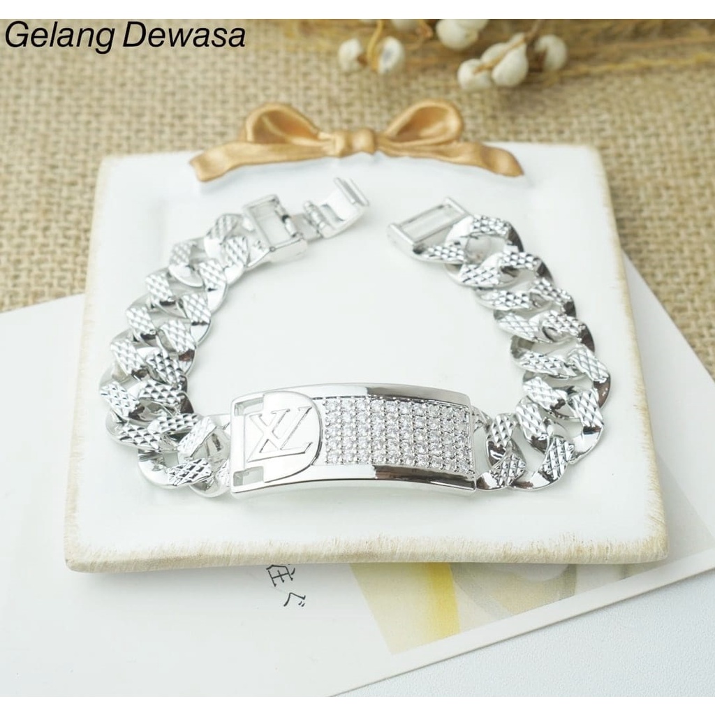 Gelang Sisik Naga Silver Titanium Plat