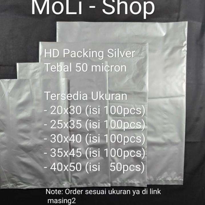 

Plastik Packing Silver uk 40x50, kantong packing Silver, Plastik bungkus Paket