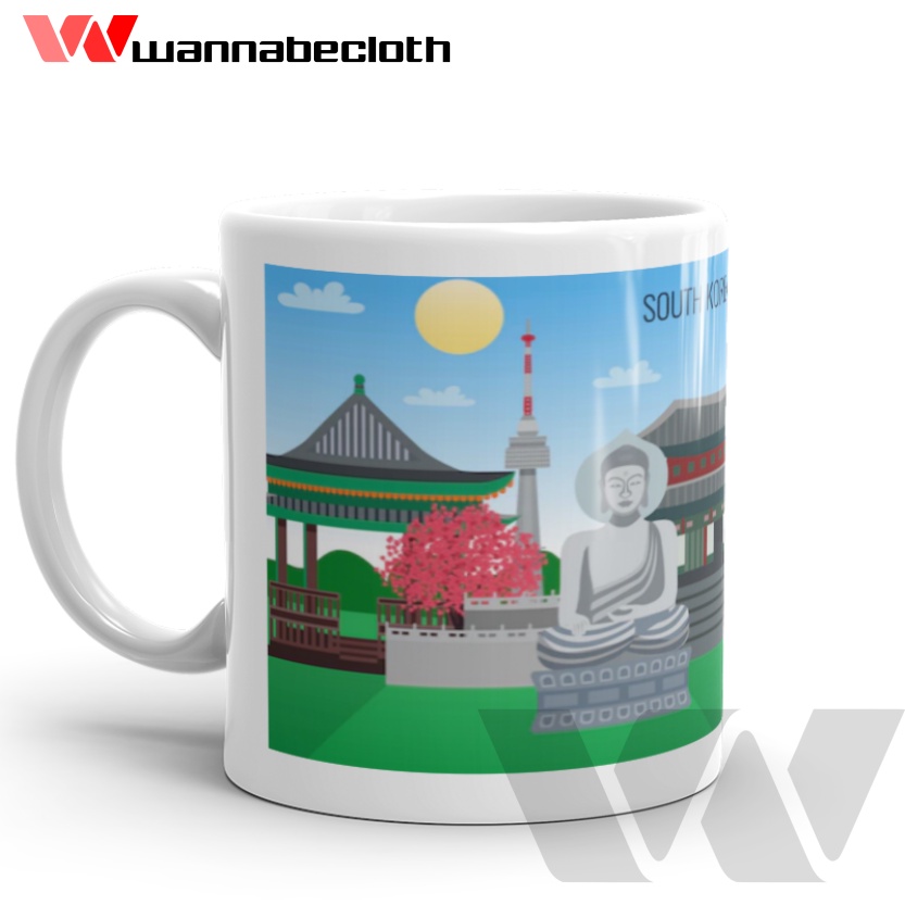 Mug Korea Gelas Korea Cetak Mug Custom Kado Gift Hadiah Souvenir Mug Seoul Mug Korea Art F