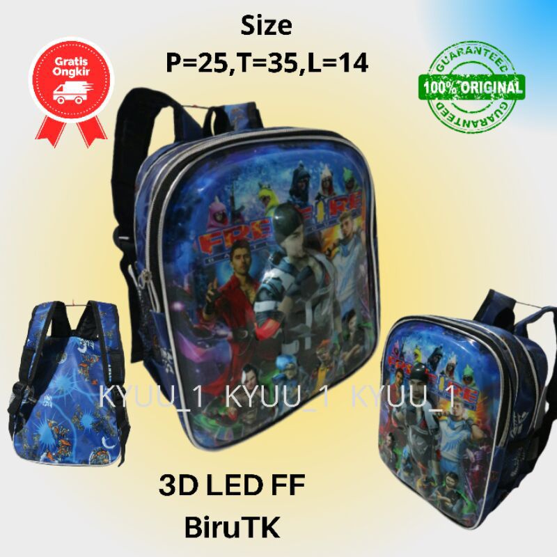 TAS RANSEL ANAK SEKOLAH LED PAUD TK/KARAKTER FREE FIRE