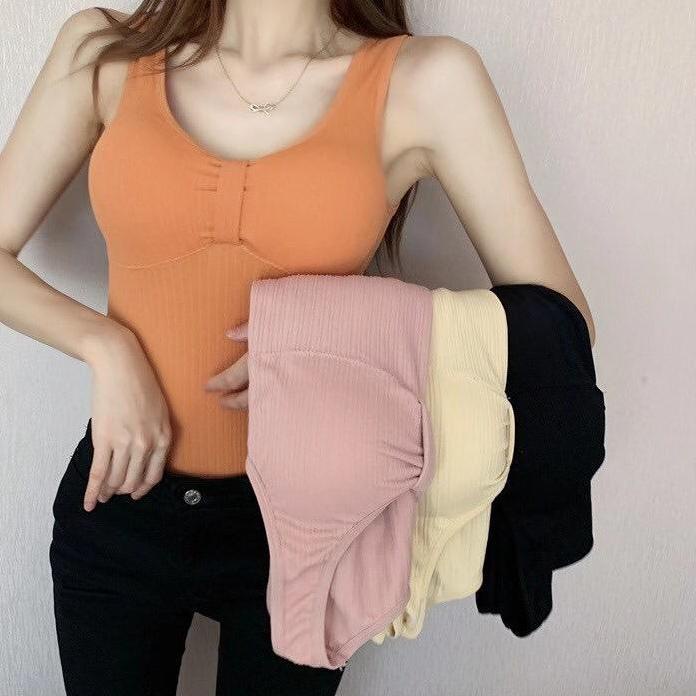 Feminin Tanktop Bra Kamisol Kaos Singlet Panjang Bahan Elastis