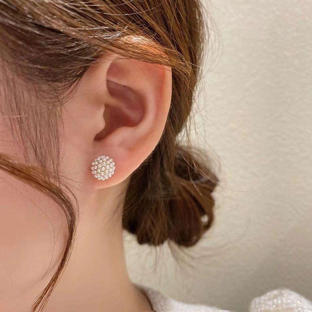 Mxbeauty Anting Mutiara Retro Sederhana Perancis Kembali Anting Gantung Mutiara Besar Bulat Anting Perempuan