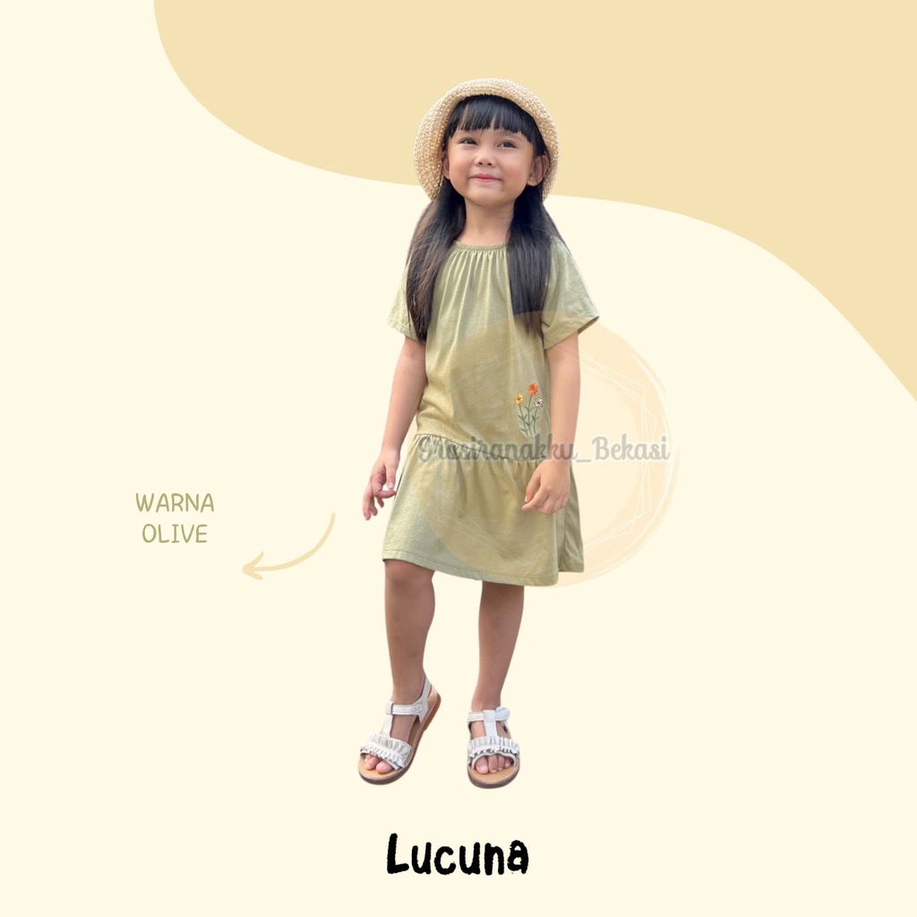 Dress Anak Camelia Lucuna Warna Olive Size 1-5 THN