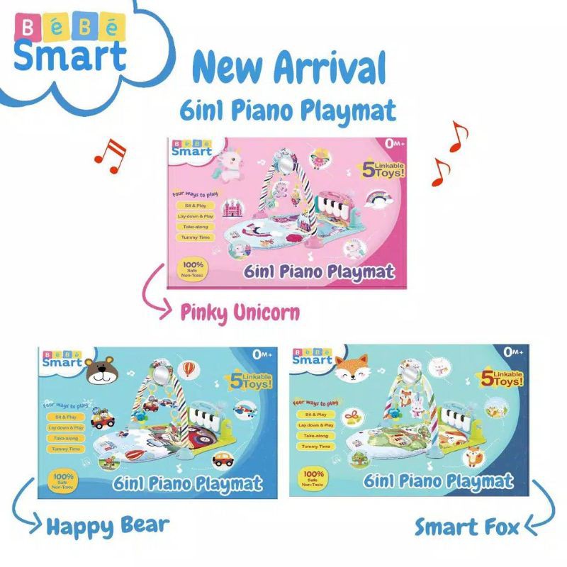 Bebe Smart 6 in 1 Piano Playmat Playgym Bukan Basic Piano Playgym