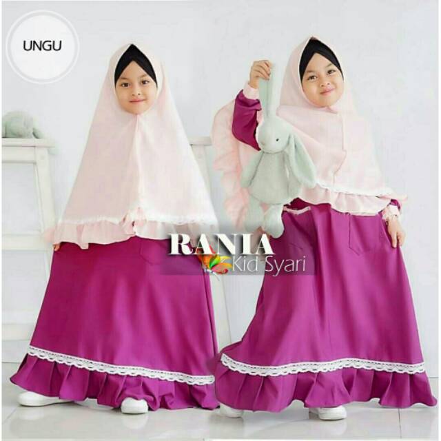 Maxi Maxy Dress Gamis Syari Anak Moscrepe Renda Rania Kid