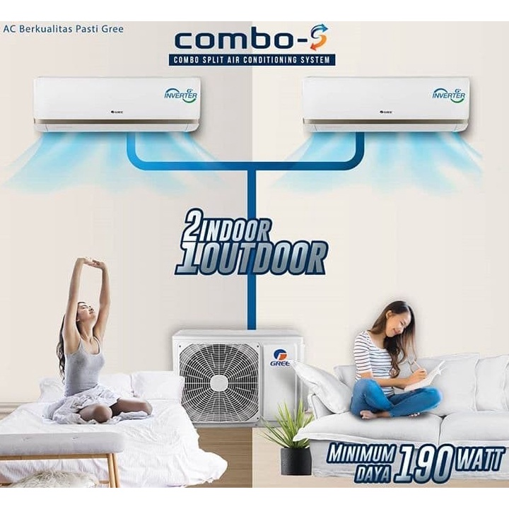 AC COMBO SPLIT GREE GWC-0707CS (3/4 PK + 3/4 PK) INVERTER