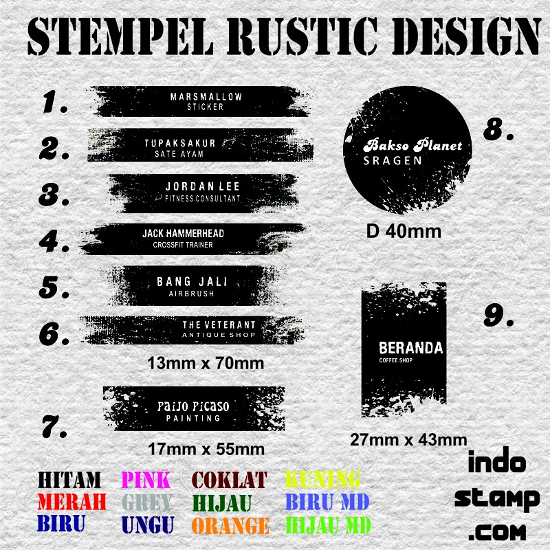 stempel nama toko perusahaan usaha kuliner club painting cap RUSTIC DESIGN stamp