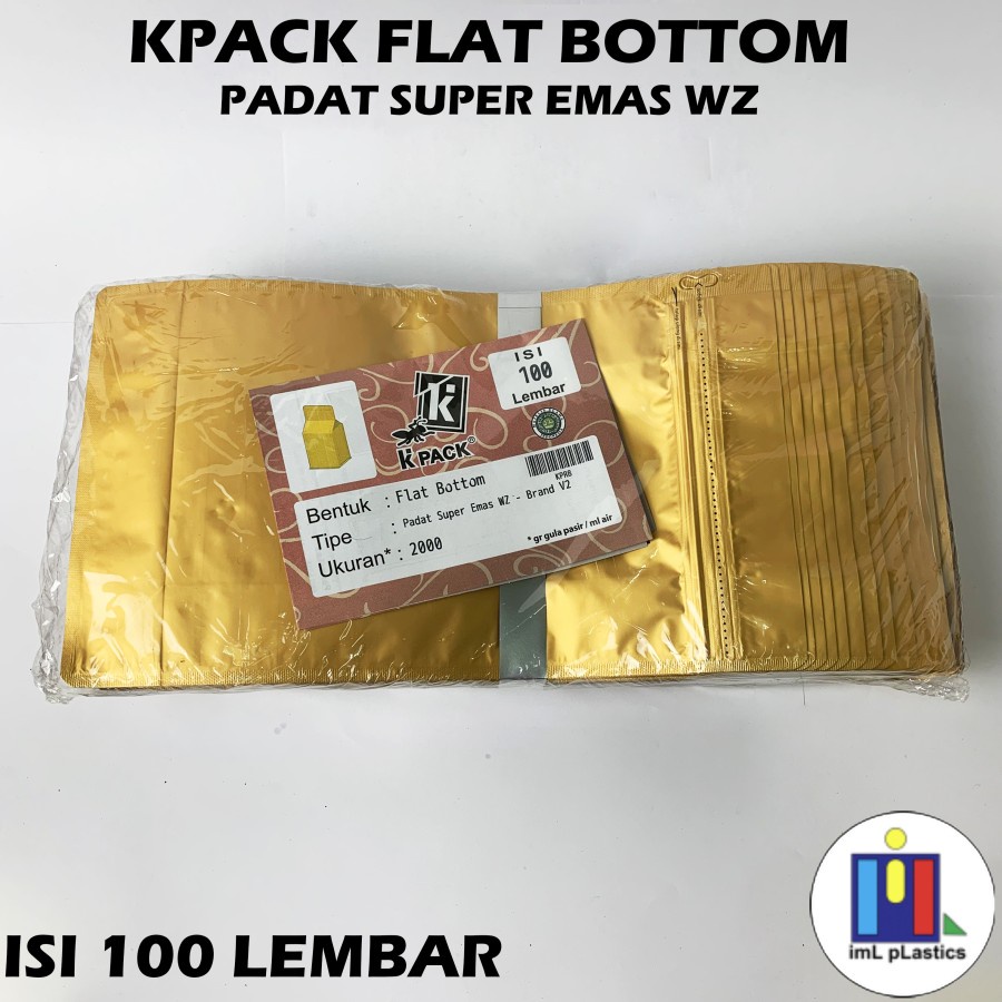 K pack Standing Flat Bottom Gold Super Aluminium Foil 2000gr - per pcs