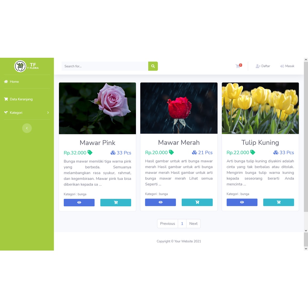 Sistem Penjualan Tanaman (E-Commerce) Berbasis web (Skripsi/TA)