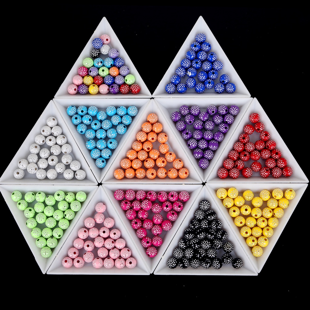100 Pcs 8 Mm Mengkilap Berlian Imitasi Dot Bulat Plastik Akrilik Bulat Longgar Spacer Manik-manik untuk Membuat Perhiasan DIY Gelang Kalung Kerajinan