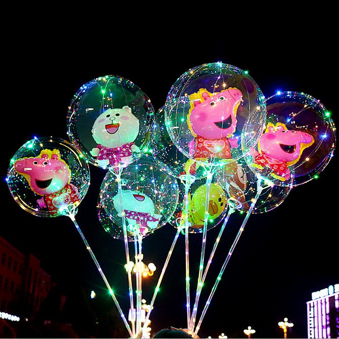 Balon LED RGB karakter lengkap/bobo LED/Balon lampu tumblr 3 mode+ balon karakter+gagang