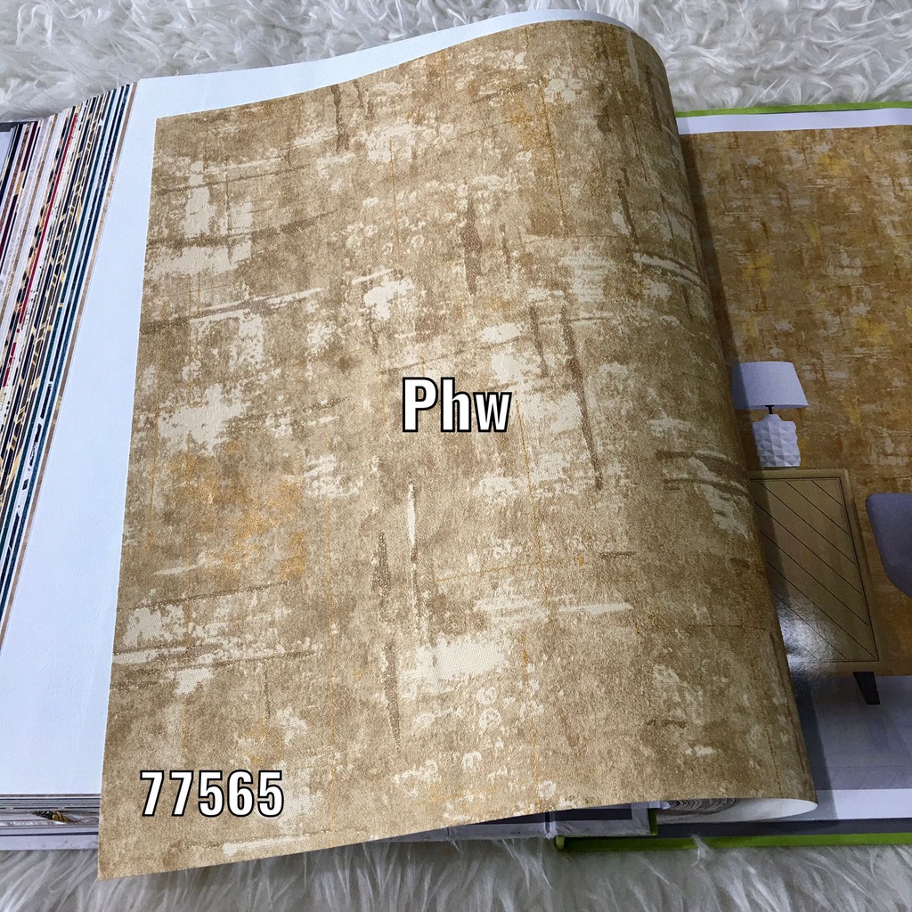 WALLPAPER DINDING MOTIF SERAT KULIT KAYU CREAM COKLAT 3D SKY