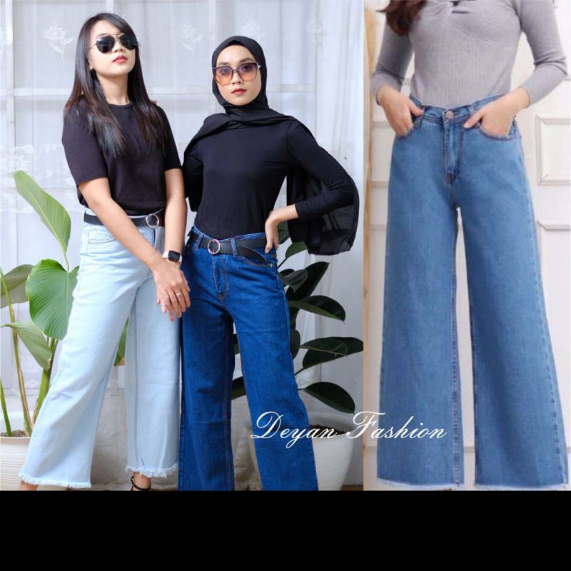 Highwaist Kulot Jeans Wanita / Kulot Jeans Rawis / Kulot Jins / Kulot  rawis