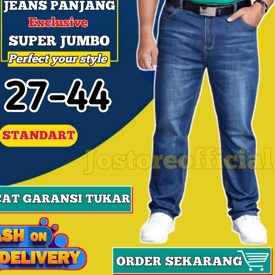 「Hyper Mall 140」 Celana Jeans Panjang Pria Jumbo Standar 33-44 Levis Cowok Dewasa Reguler Fit Origin